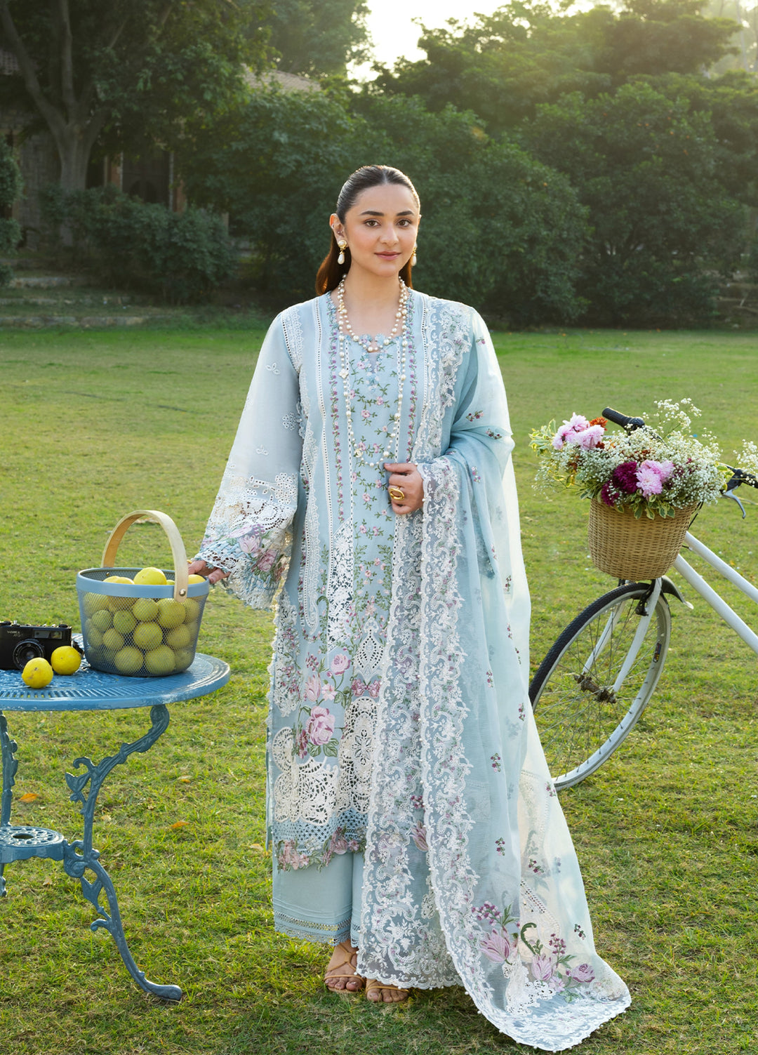Elaf Premium Unstitched Embroidered Luxury Lawn 3 Piece Suit EL26UPL ELY-7 MORNING DRIZZLE - Summer Collection