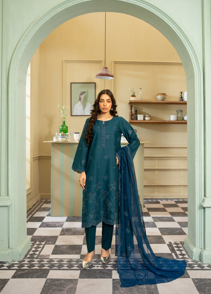 Naaz Couture Women RTW Embroidered Lawn 3 Piece Suit NC26RLC Teal - Casual Collection