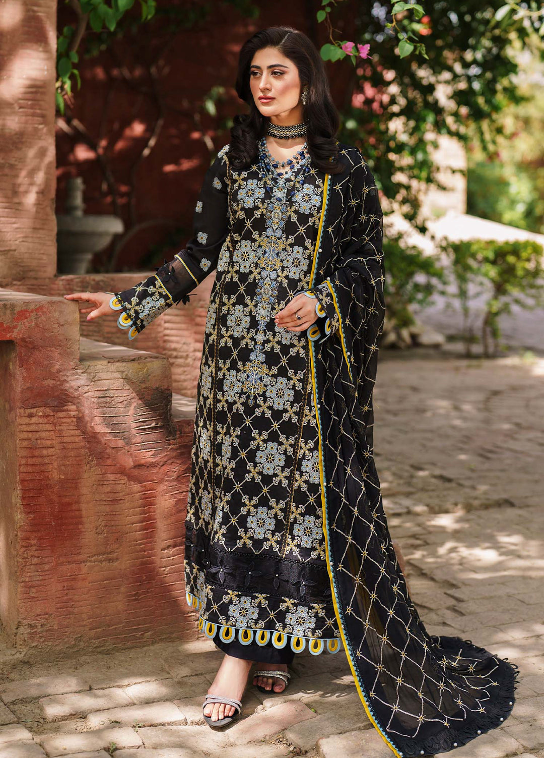 Shurooq Unstitched Luxury Lawn Embroidered 3 Piece SQ25 D-05 Calypso - Festive Collection