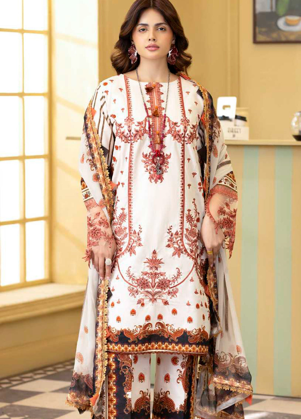 Al Zohaib Unstitched Applique Embroidered Lawn 3 Piece Suit AZ26UAL D-11 - Summer Collection