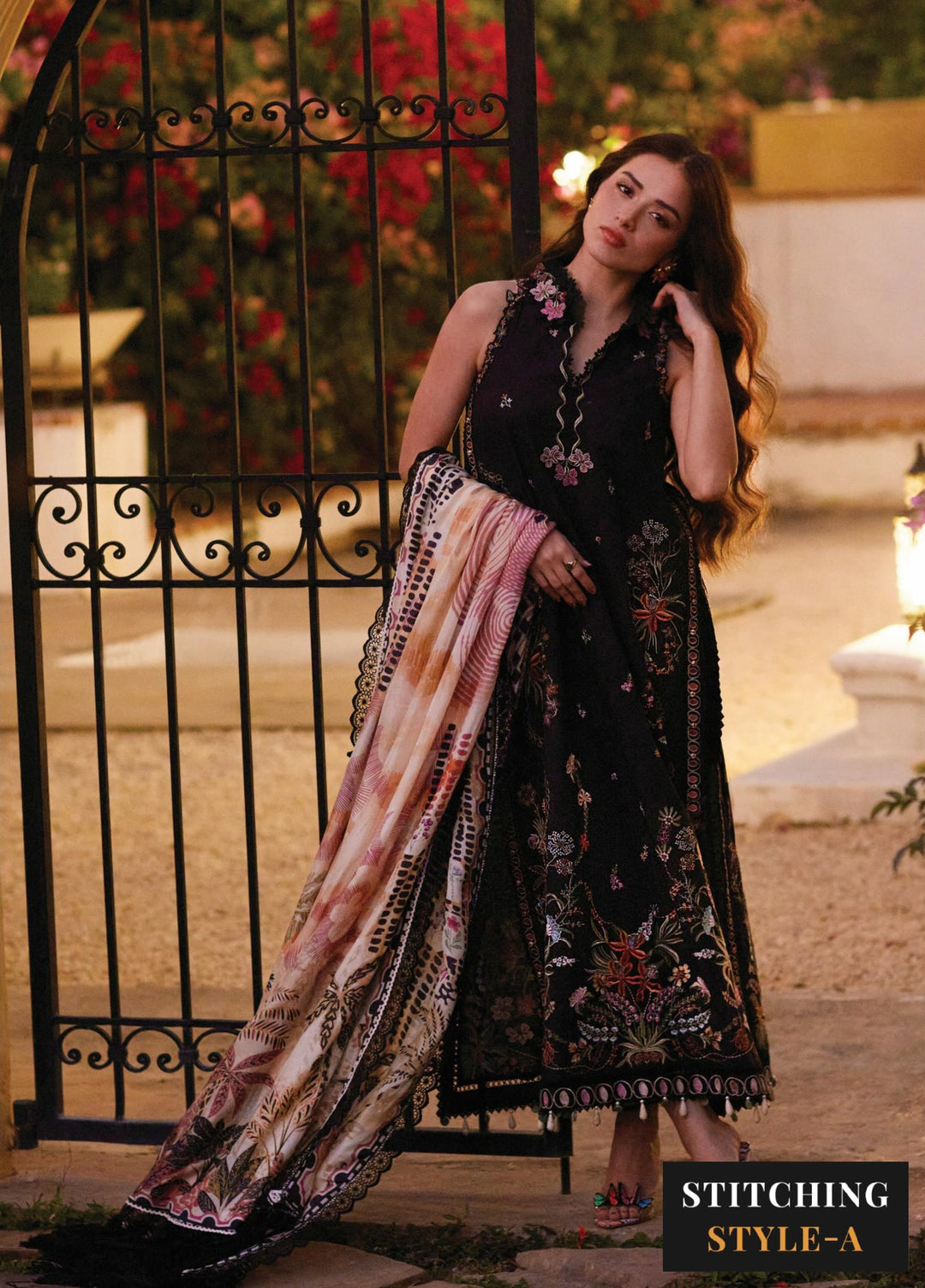Farah Talib Aziz Unstitched Embroidered Lawn 3 Piece Suit FTA26UL FTA-03 BLANCA BLACK - Summer