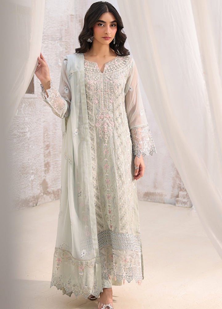 Lamhay by Shamooz Unstitched Embroidered Chiffon 3 Piece Suit SHM26UL Cloud Grey - Festive Collection