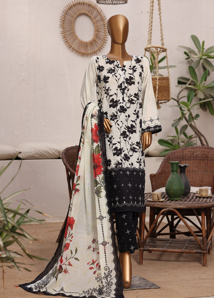 Art N Craft by HZ Textiles RTW Printed Lawn 3 Piece Suit Black - Summer Collection
