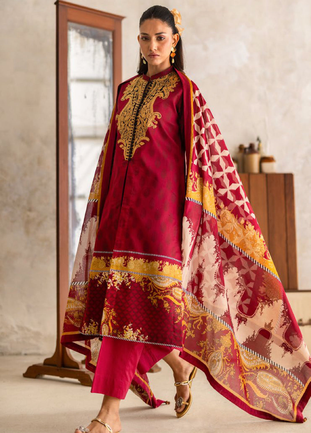 Freesia by Gul Ahmed Unstitched Embroidered Lawn 3 Piece Suit GA26UFL CL-52076 - Summer Collection