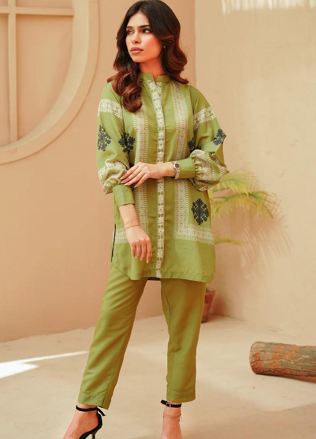 Nairah Women Pret Printed Cambric Suit NAH26PN Olive Tribal - Spring Collection