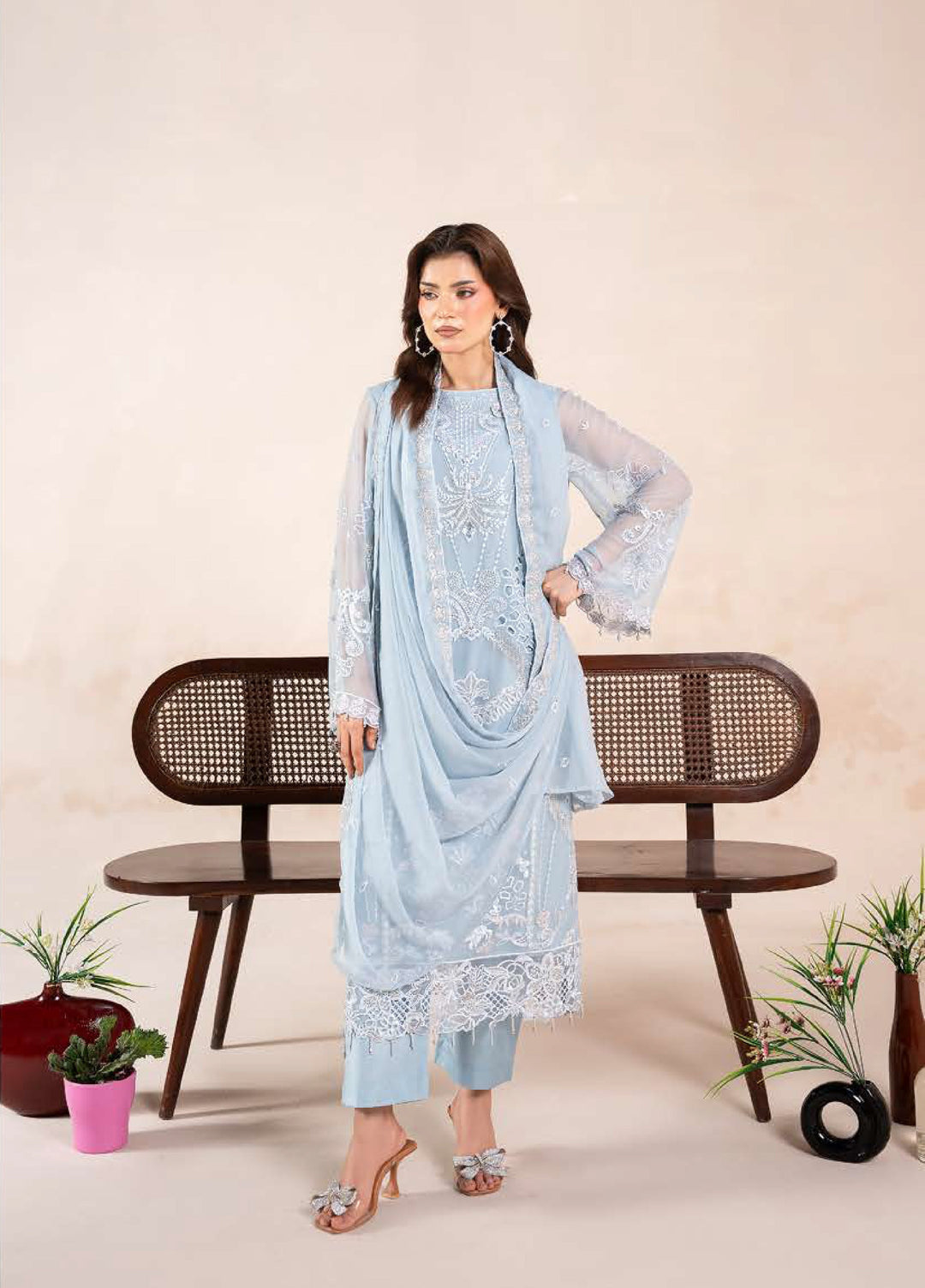 Anaya Noor by Zebtan Unstitched Embroidered Chiffon 3 Piece Suit ZB26UAN AN-05 - Festive Collection