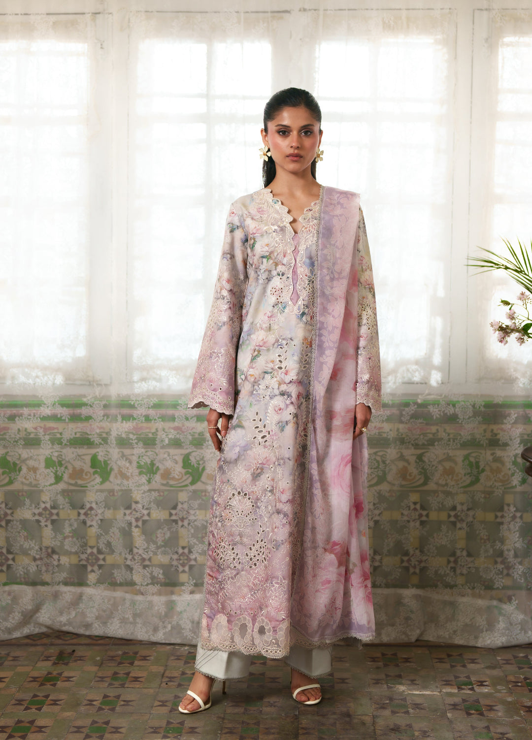 Summer Lines Printkari by Neeshay Unstitched Embroidered Lawn 3 Piece Suit NSH26SLP D-8 Blushe - Summer Collection