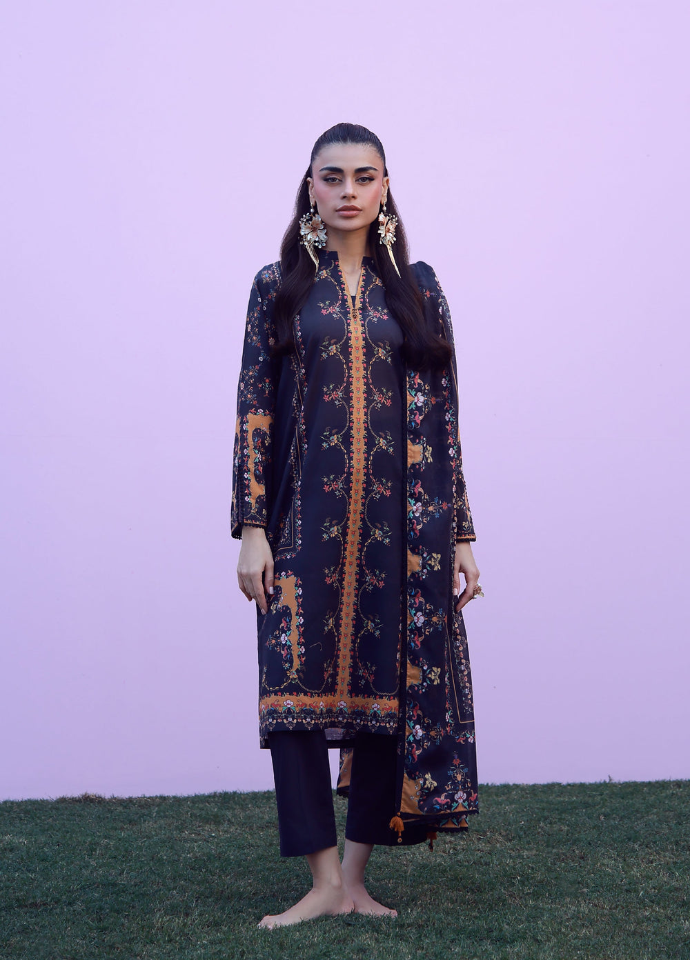 Mirha by Sahar Unstitched Printed Lawn 3 Piece Suit SS1-26-13 midnight jardin - Summer Collection