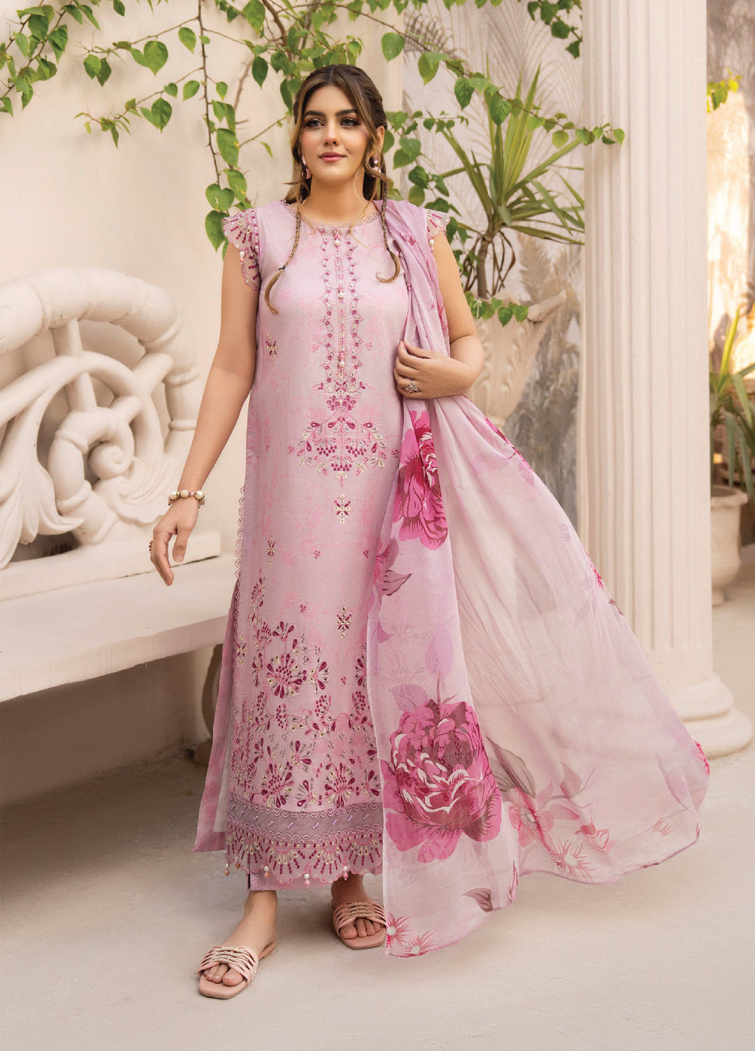 Summer Breeze by Humdum Unstitched Embroidered Lawn 3 Piece Suit HB26USB D-02 - Summer Collection
