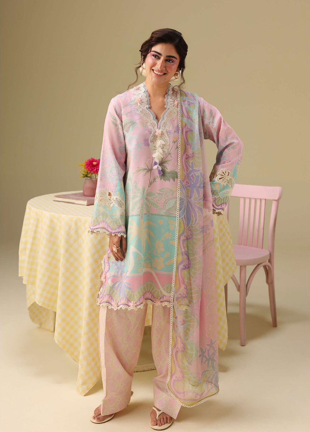Soleil Hemline by Mushq Unstitched Printed Lawn 3 Piece Suit MU26USL Honey Petal HUNSS260312 - Festive Collection