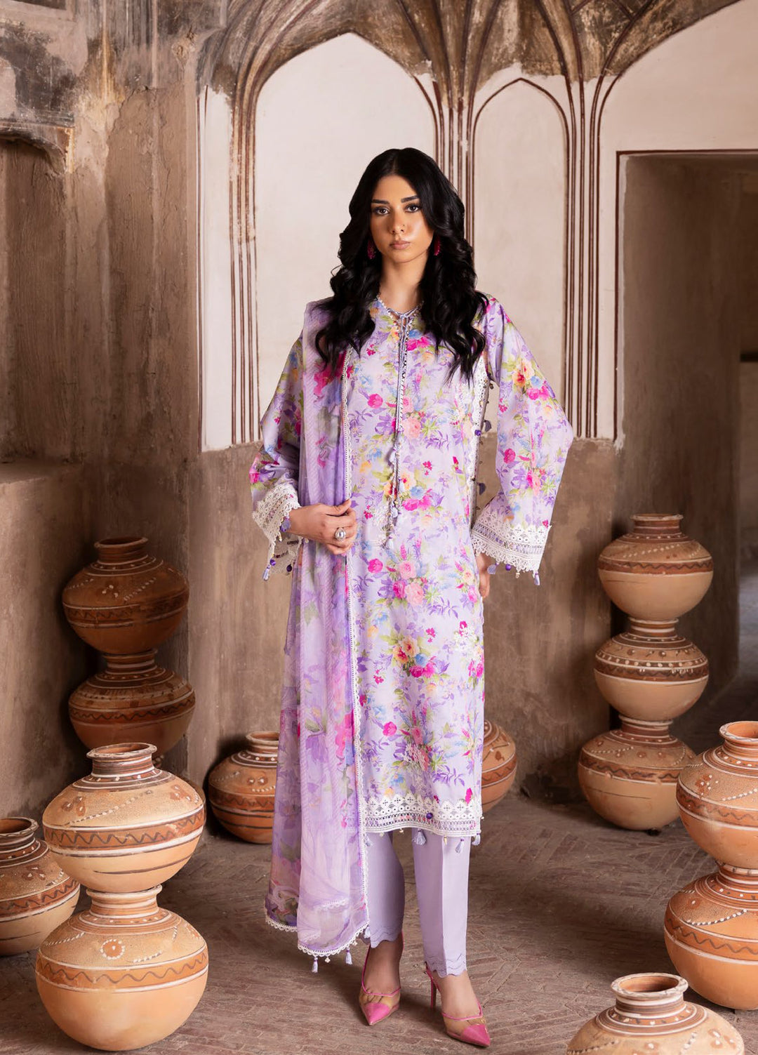 The Flora by Gul Ahmed Unstitched Embroidered Lawn 3 Piece Suit GA26ULF BM62045 - Casual Collection
