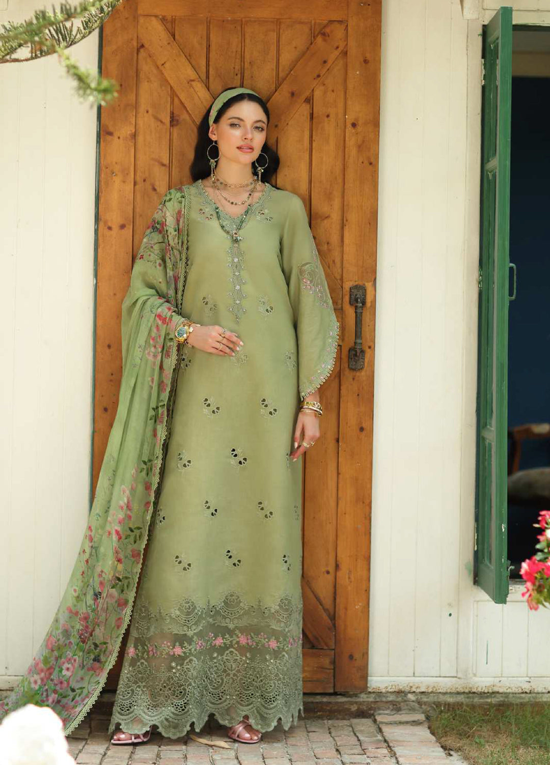Noor Luxe by Saadia Asad Unstitched Embroidered Lawn 3 Piece Suit SA26ULNE D12 - Eid Collection