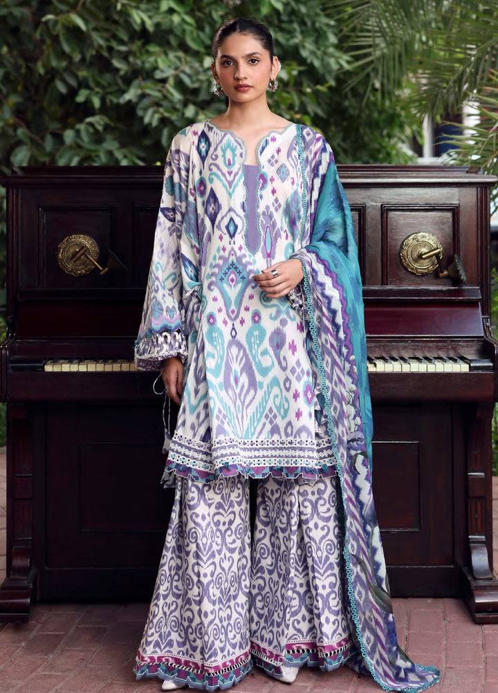 Belladore by Elaf Premium Unstitched Printed Lawn 3 Piece Suit EL26ULB Prism EPA-2A - Summer Collection