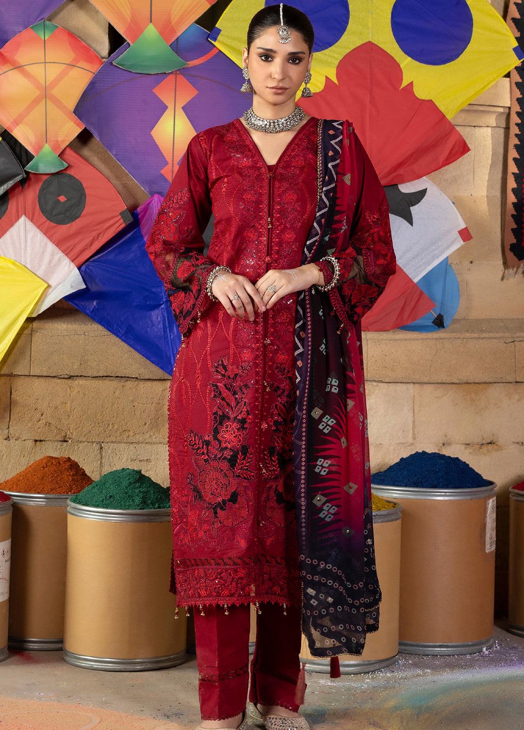 Bandhani by Al Zohaib Unstitched Embroidered Premium Lawn 3 Piece Suit AZ26UB D-9 - Summer Collection