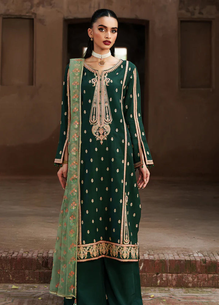 Zaria by Meeral Pret Embroidered Raw Silk 3 Piece Emerald - Festive Collection