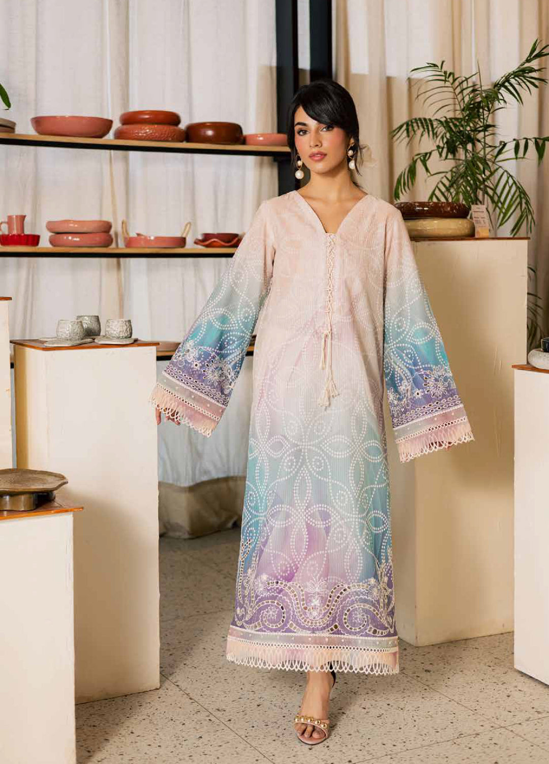 Ballerina by Nureh Unstitched Printed Chikankari Lawn 2 Piece Suit NU26UBL NU2-200 - Summer Collection
