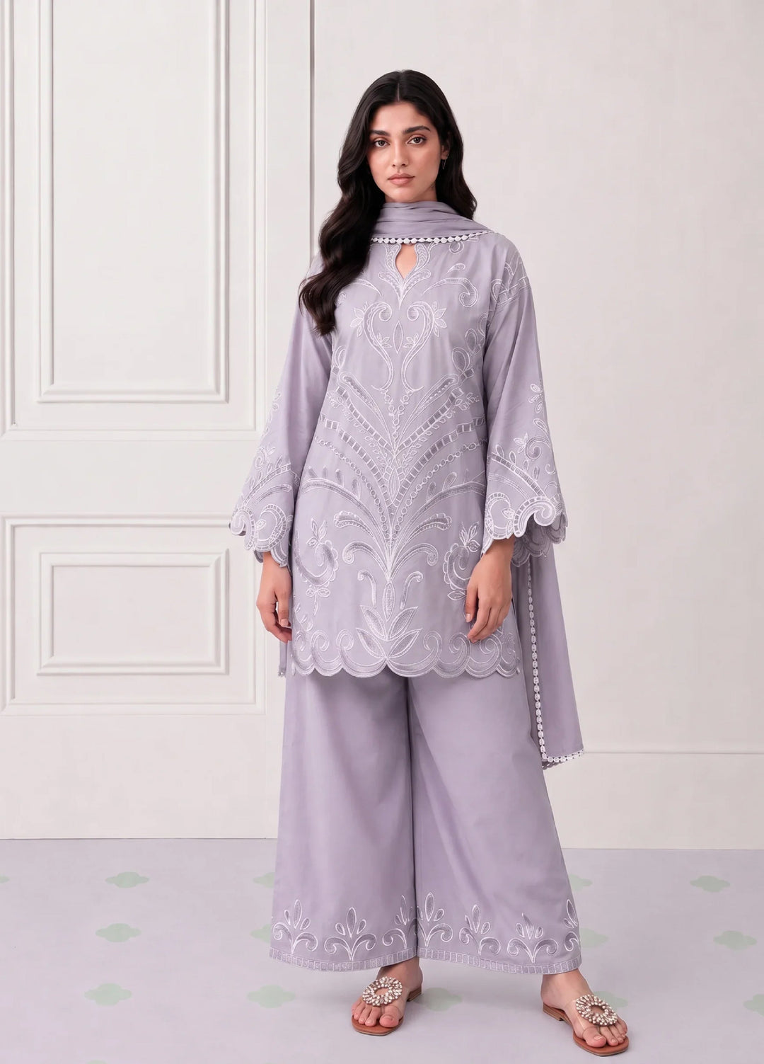 Scherezade Women RTW Embroidered Lawn Cotton 3 Piece Suit LILLY - Casual Collection