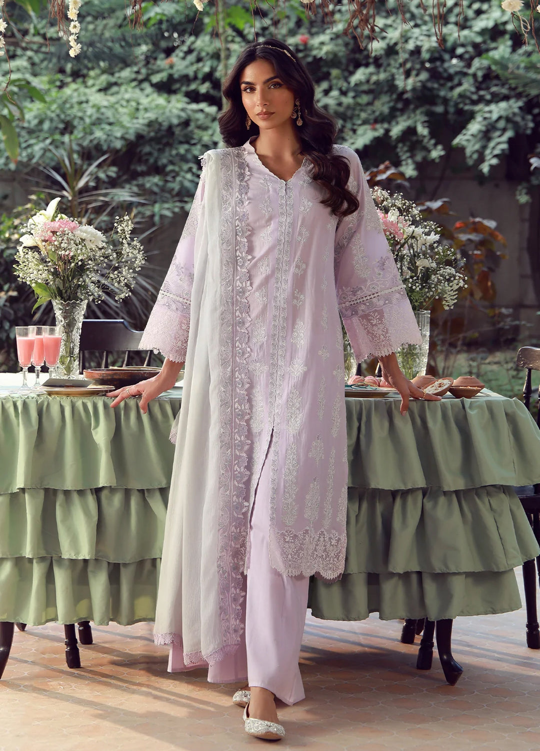 Sahar Unstitched Chikankari Lawn Lilac Twilight 3 Piece Suit CK-26-V2-08 - Summer Collection