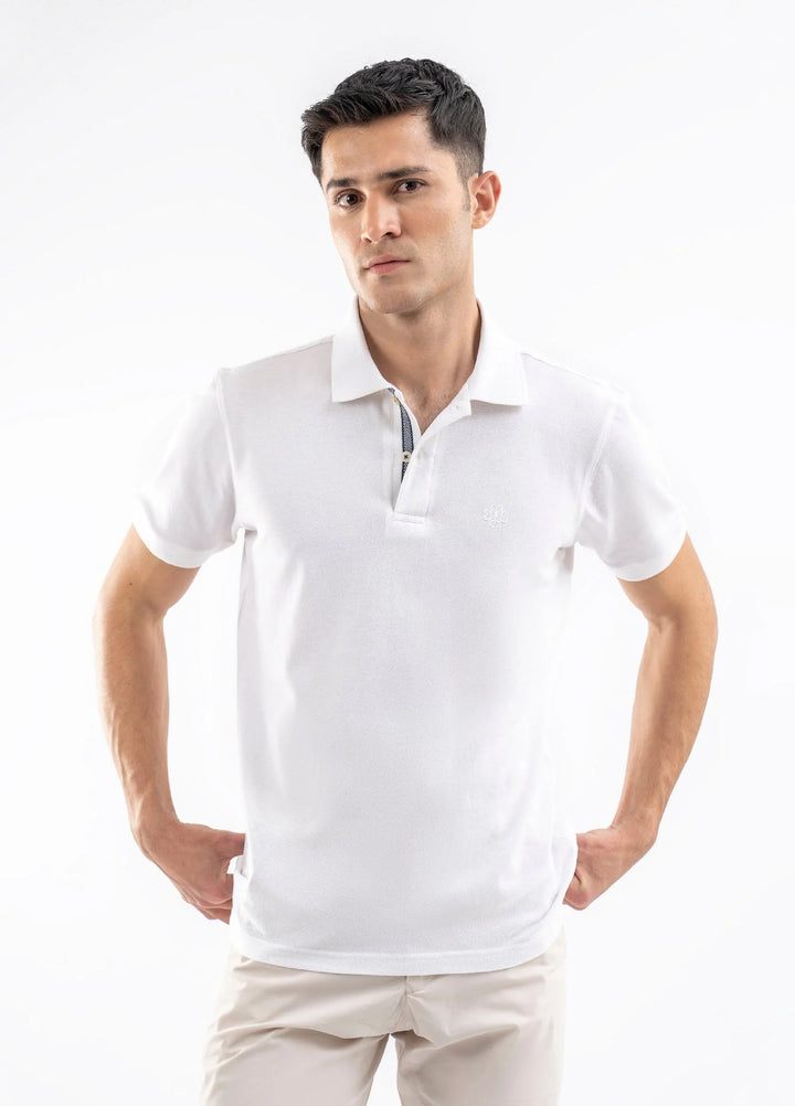 Brumano  Solids Cotton Polo White 100% Cotton Pique Polo
