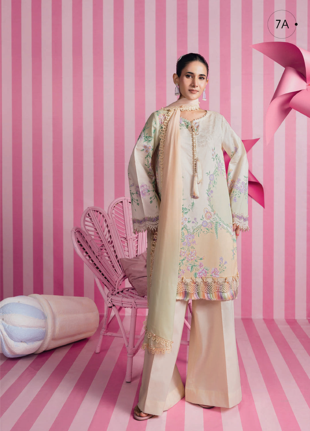 M Basics by Maria B Unstitched Embroidered Lawn 3 Piece Suit MB26UMB MB-CUSV13-7A - Summer Collection