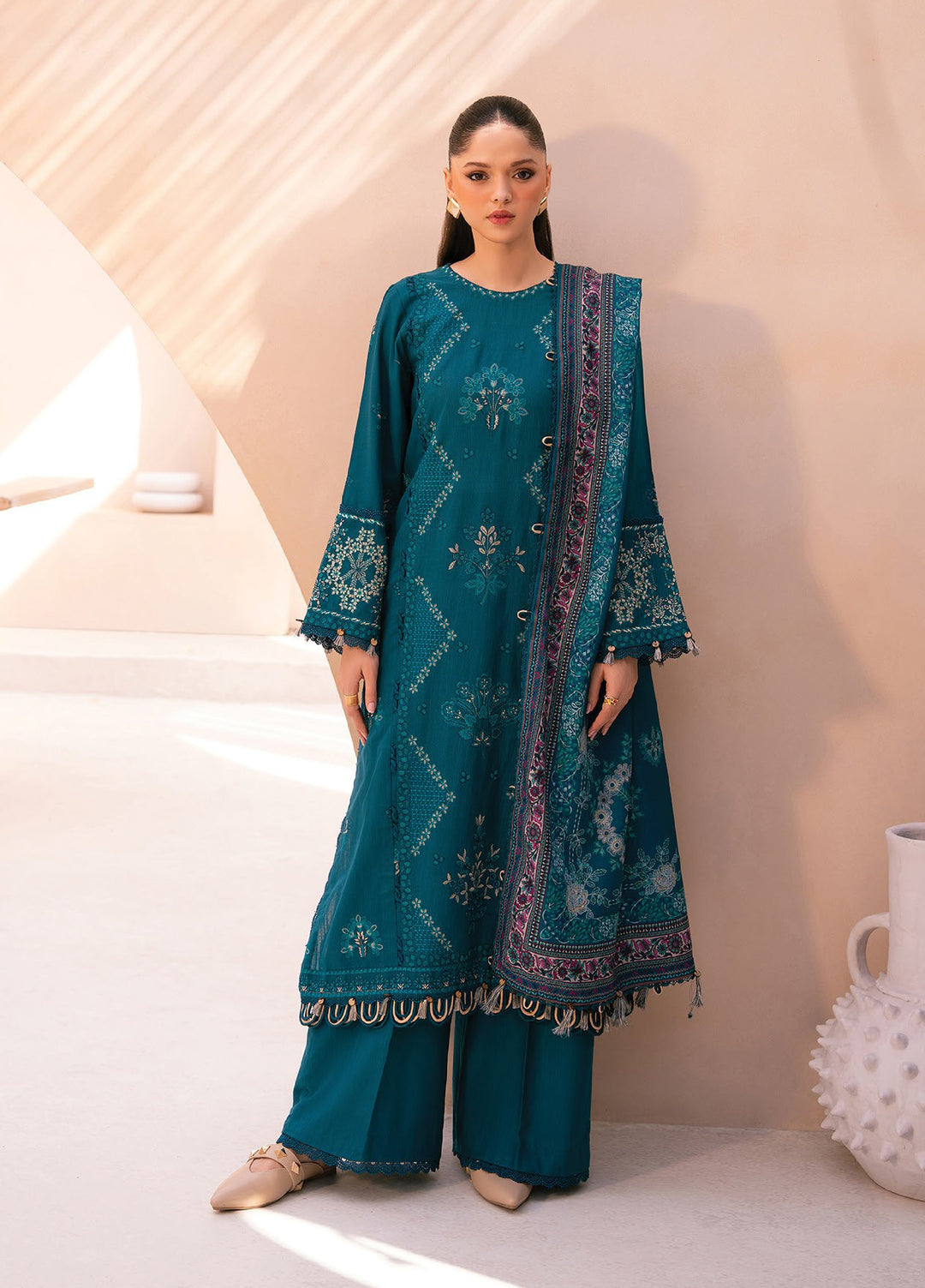 Rang e Khizaan by Xenia Unstitched Khaddar Embroidered Suits 3 Piece XE25SW D-11 ALIFA - Winter Collection
