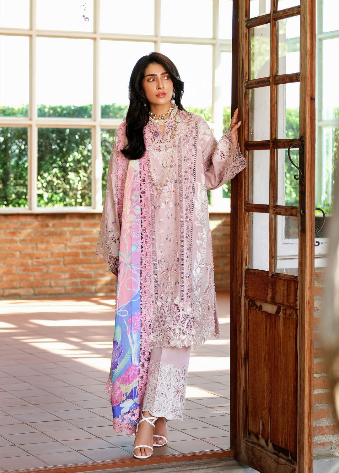 AMoi by Mushq Unstitched Embroidered Luxury Lawn 3 Piece Suit MU26AHL D-3 Opulent Whisper - Summer Collection