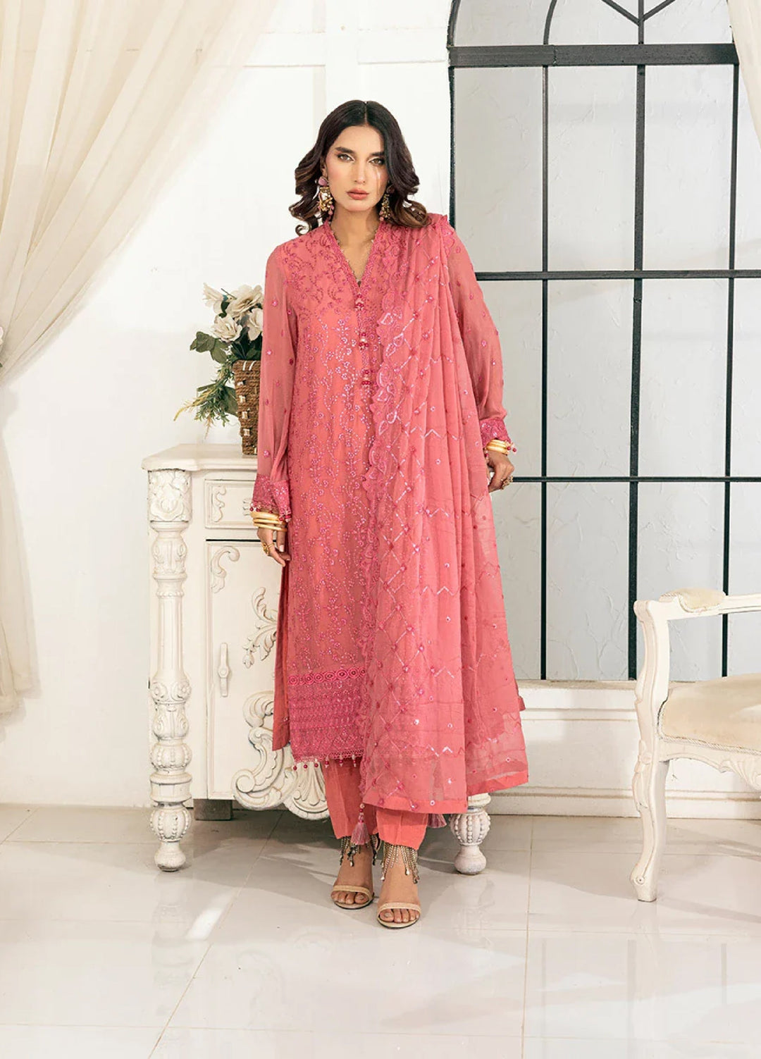 Signature by Salitex Embroidered Chiffon Suits Unstitched 3 Piece SUNS7CH025UT - Summer Collection