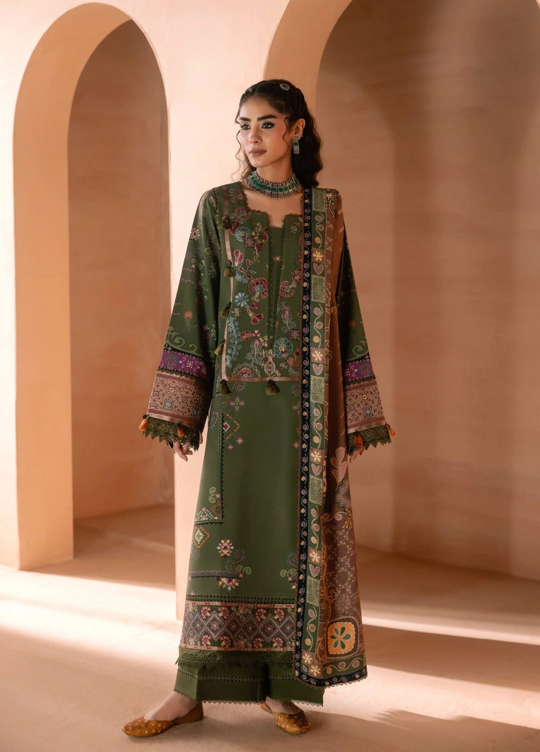 One Nation by Florent Unstitched Embroidered Viscose 3 Piece Suit FL26UON Ember - Casual Collection