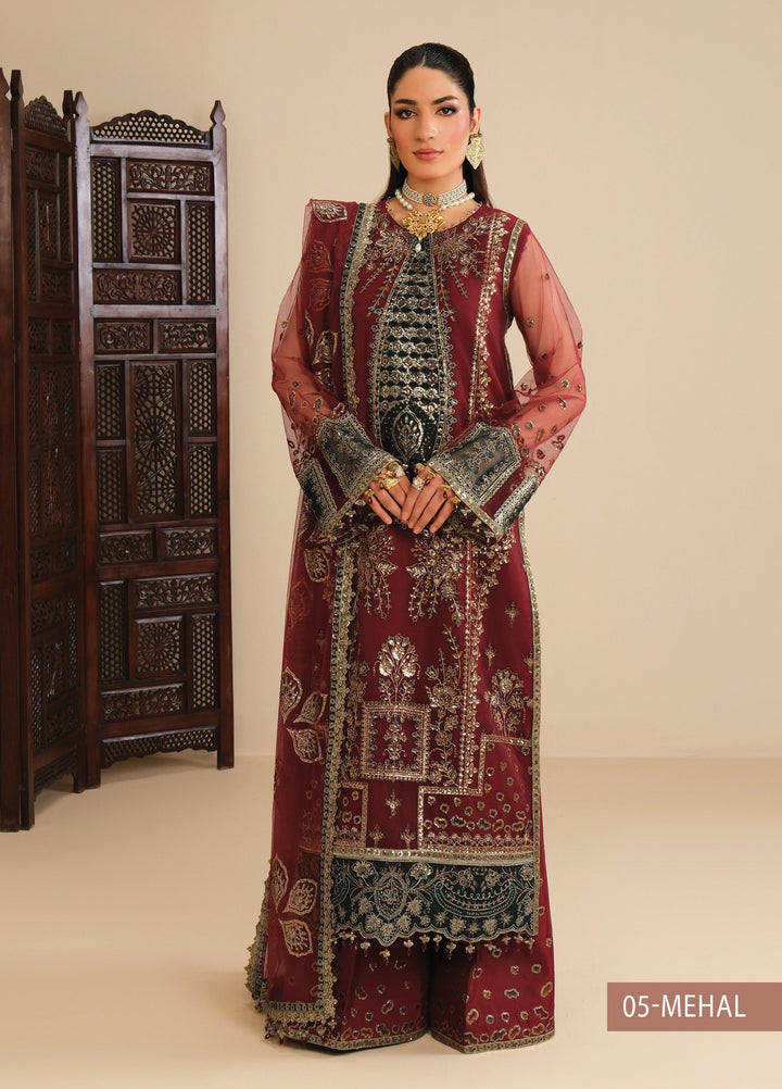 Alizeh Fashion Unstitched Embroidered Net 3 Piece Suit AF26UNF AF-NT-2260-MEHAL - Festive Collection