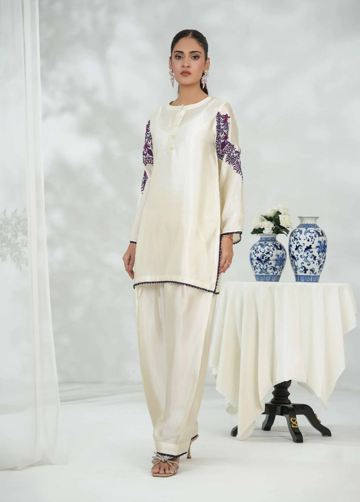 Silcot Pret Embroidered Silk pristine ivory - Winter Collection