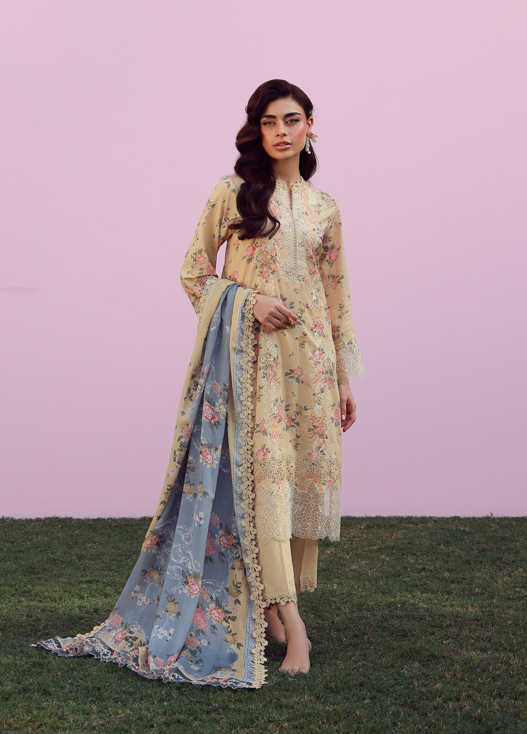 Mirha by Sahar Unstitched Embroidered Lawn 3 Piece Suit SS1-26-37 Rose Creme - Summer Collection
