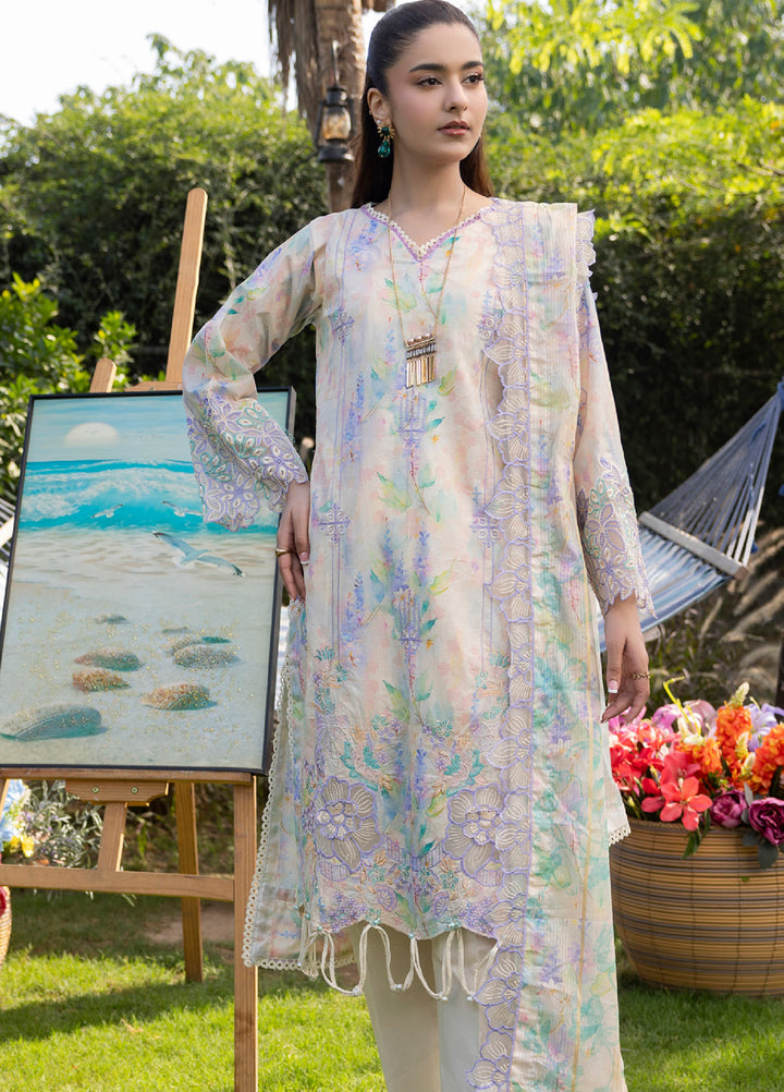 Al Zohaib Applique Kari Unstitched Embroidered Lawn 3 Piece Suit AZ26UAL D-04 - Casual Collection