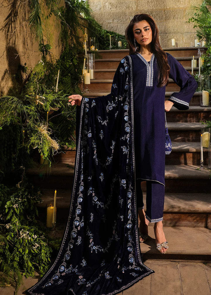 Elayra by Sahar Pret Velvet 3 Piece Embroidered Dark Bloom - Festive Collection