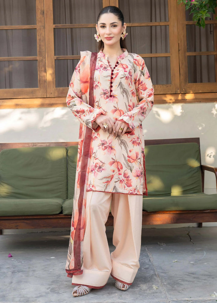 Mah e Noor Intermix by Panache 3 Piece Raw silk Coral Blush - Winter Collection