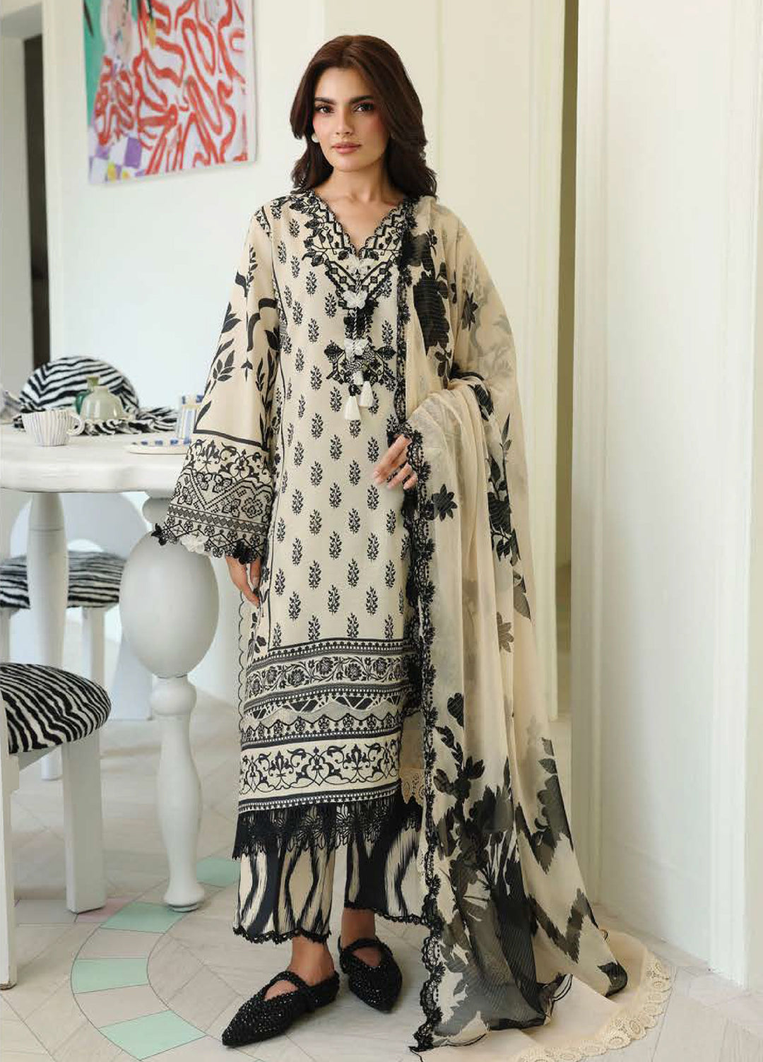 Petals in Print by Roheenaz Unstitched Printed Lawn 3 Piece Suit RN26UPP Willow Fleur RUNSS260903 - Summer Collection