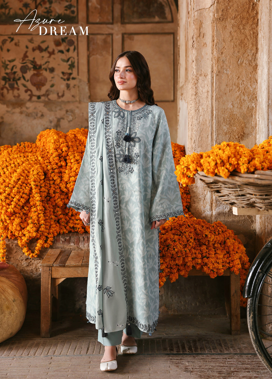 Cross Stitch Unstitched Embroidered Premium Lawn 3 Piece Suit CS26UCPL D24 AZURE DREAM - Eid Collection