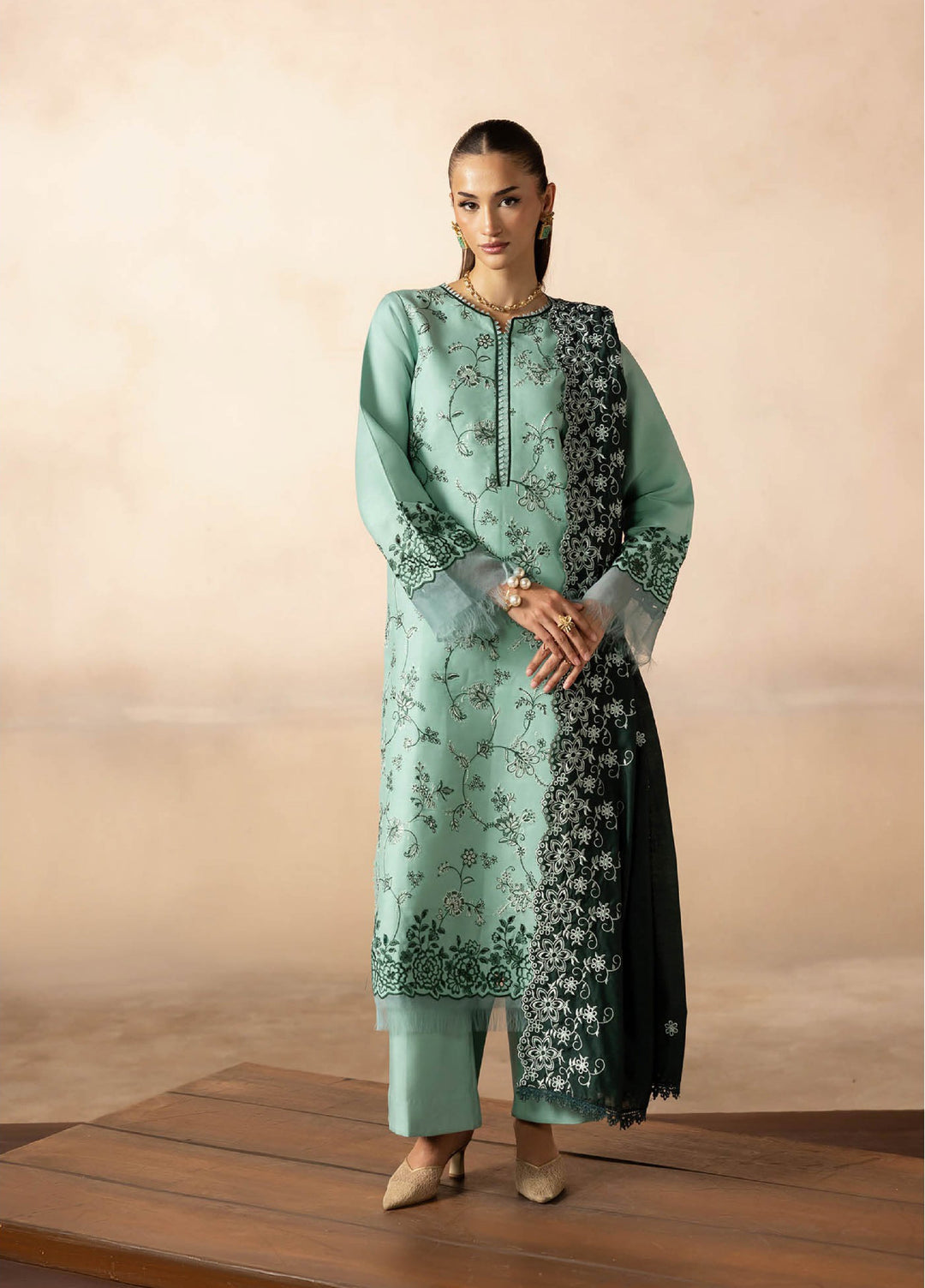Sareen by Rajbari Unstitched Premium Viscose Chikankari 3 Piece RB25SC D-11 - Winter Collection