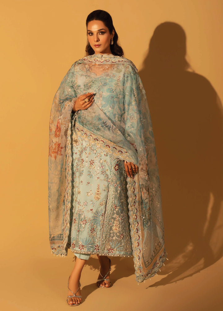 Aylin Unstitched Raw Silk Embroidered Suits 3 Piece AYL25US BLUE MIST - Festive Collection