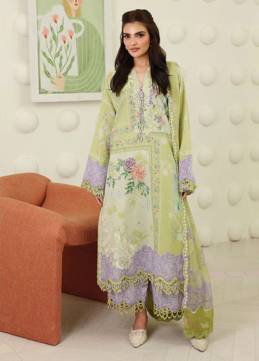 Petals in Print by Roheenaz Unstitched Printed Lawn 3 Piece Suit RN26UPP Sage Botanica RUNSS260907 - Summer Collection