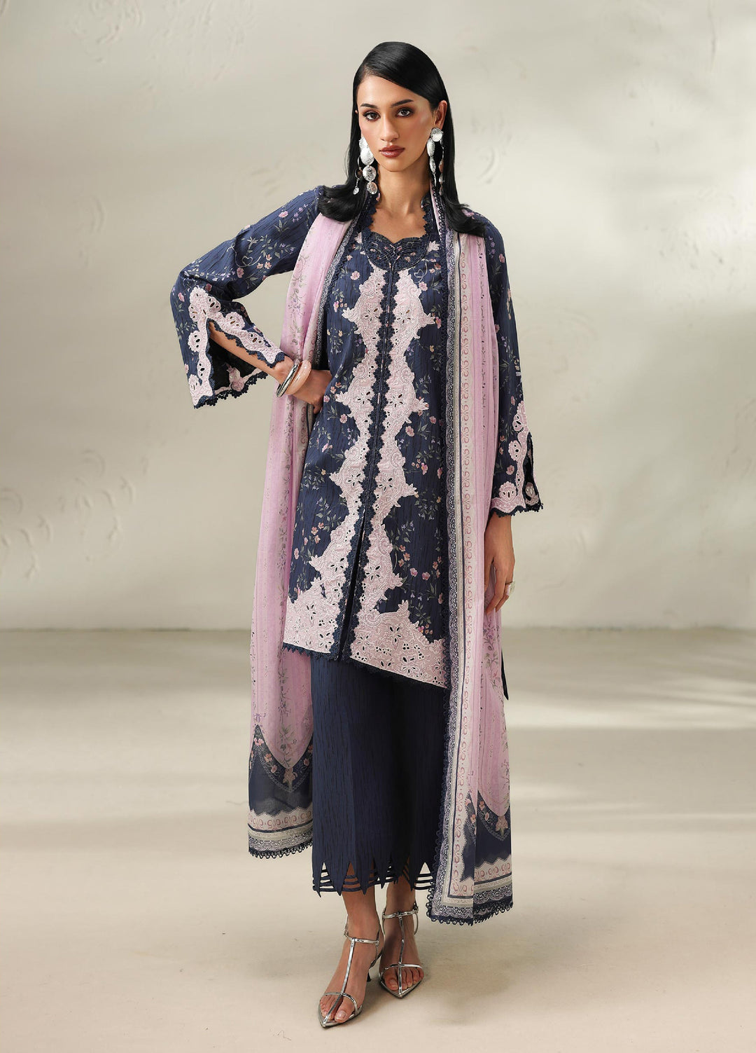 Q Prints by Qalamkar Unstitched Printed Lawn 3 Piece Suit QLK26UQL Zeena QQP-03 (A) - Summer Collection