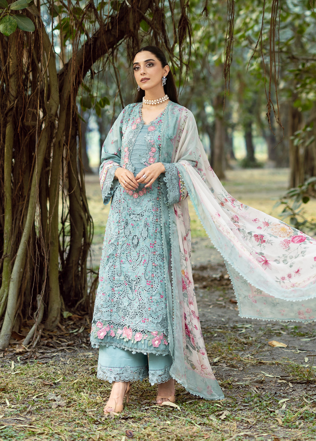 Elaf Premium Chikankari Unstitched Printed Lawn 3 Piece Suit EL26UPC ERC-2B BATIK - Summer Collection