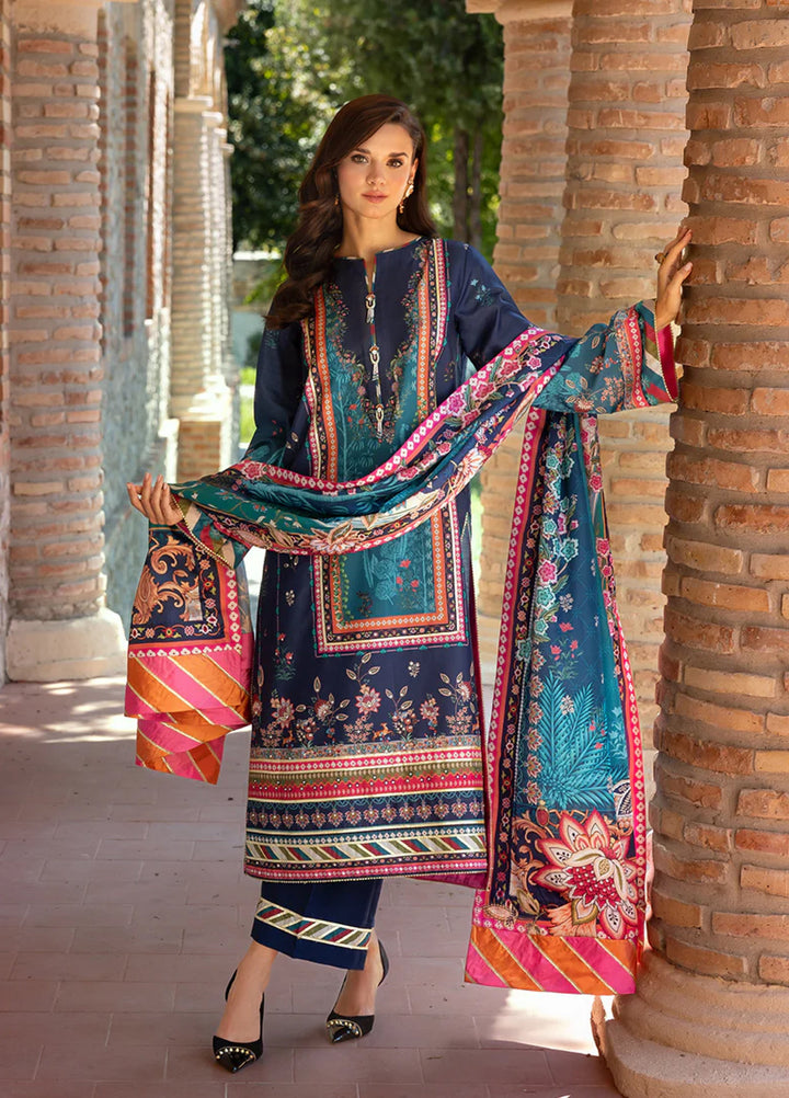 Mushq Hemline Echoes Of Serneity Unstitched Festive Raw Silk Printed 3 Piece MQ25ES D-03 Nova Bloom - Festive Collection