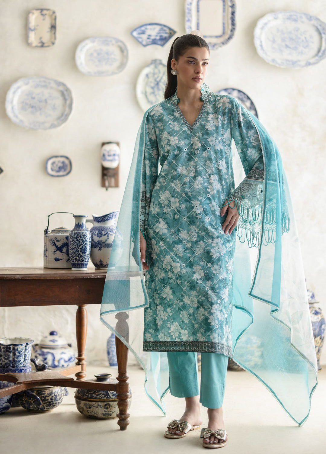 Freesia by Gul Ahmed Unstitched Embroidered Lawn 3 Piece Suit GA26UFL CN-62002 - Summer Collection