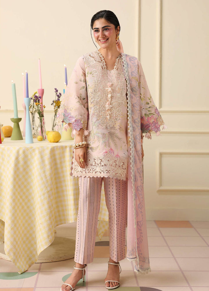 Soleil Hemline by Mushq Unstitched Printed Lawn 3 Piece Suit MU26USL Berry Creme HUNSS260311 - Festive Collection
