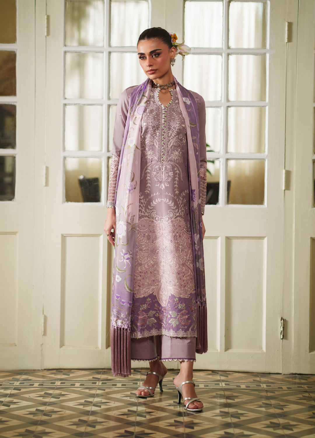 Heritage Dore by Bin Ilyas Unstitched Embroidered Lawn 3 Piece Suit BI26UHD 17-7B - Summer Collection