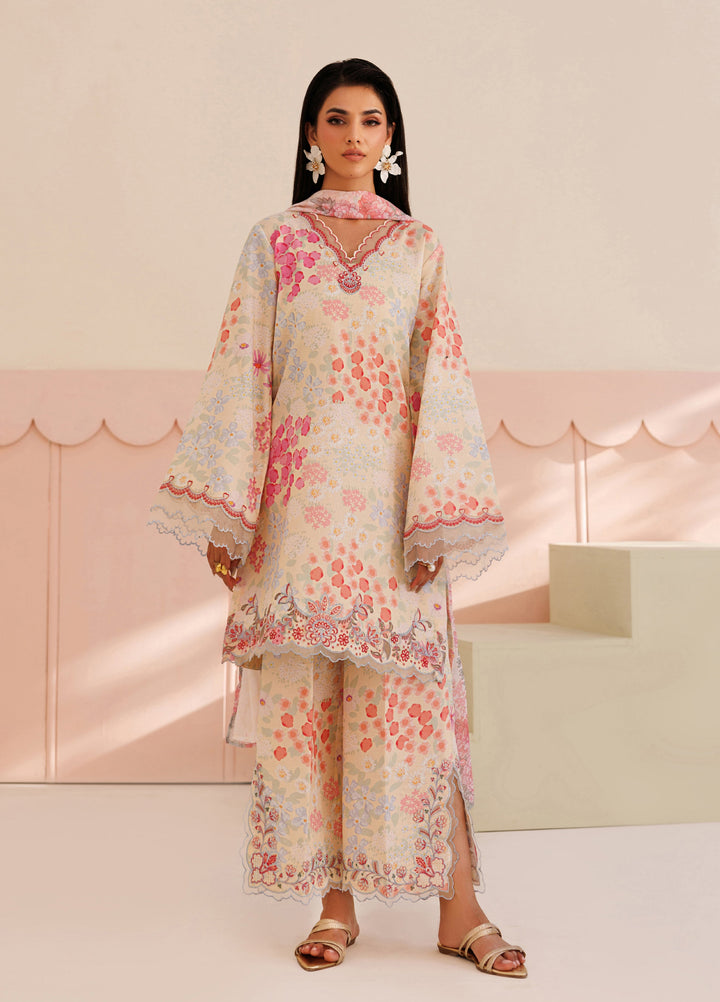 Azzal Unstitched Printed and Embroidered Lawn 3 Piece Suit AZL26UPL AZL-145 - Summer Collection