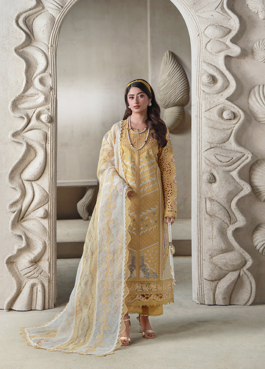 Saagar by Aabyaan Unstitched Embroidered Luxury Lawn 3 Piece Suit ABY26USL AL-2 Zimal - Festive Collection