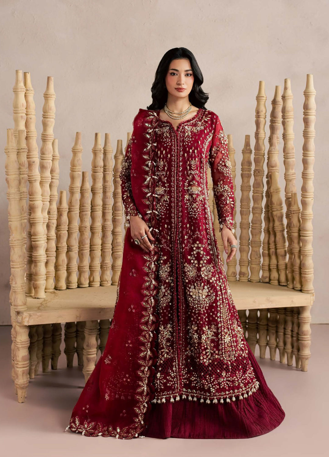 Sorelle by Aylin Unstitched Hand work Organza 3 Piece Suit AY26US Rosaile - Festive Collection