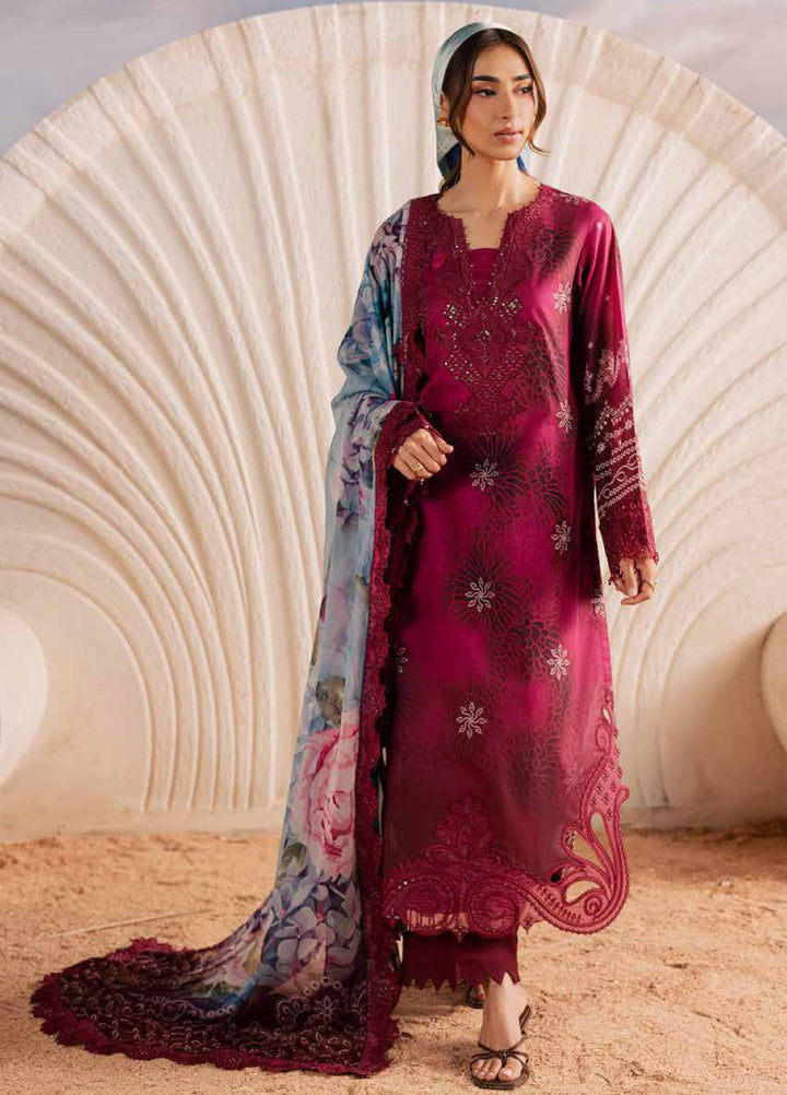Gardenia by Nureh Unstitched Embroidered Lawn 3 Piece Suit NU26ULG NSG-219 - Summer Collection
