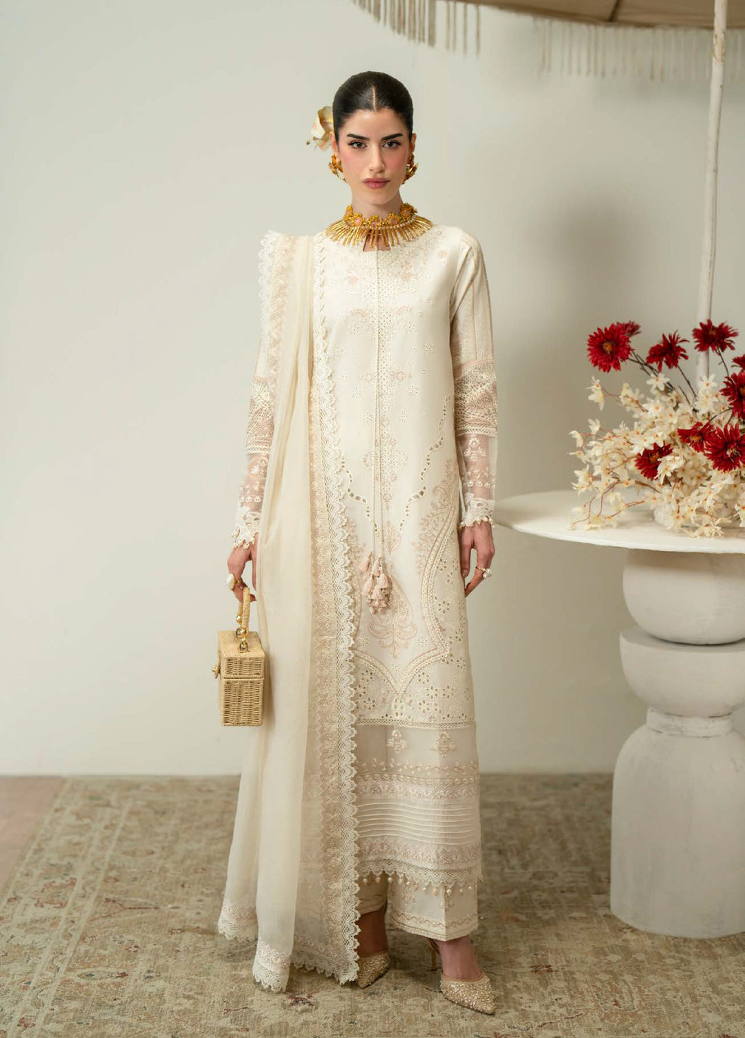 Blooming Flower by Zariya Unstitched Embroidered Lawn 3 Piece Suit ZRY26ULB ORSA ZB-60105 - Festive Collection